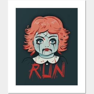 Scary doll, run Posters and Art